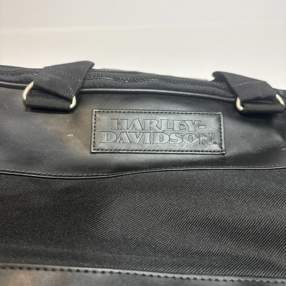Harley-Davidson‎ Black Canvas Leather Travel Duffel Bag Weekend Gym Carry On 22" - Picture 2 of 6